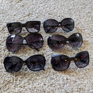 Lot of 6 large black frame sunglasses
